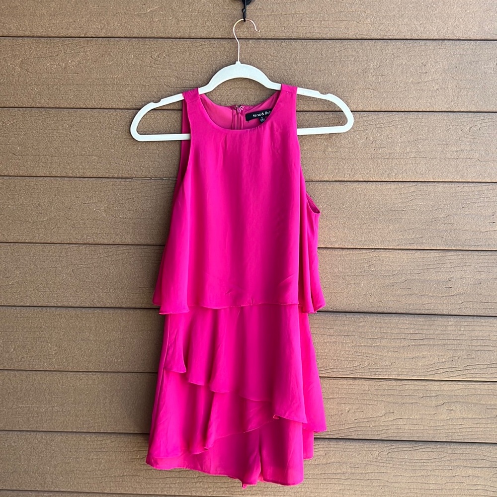 Pink Tiered Romper | S